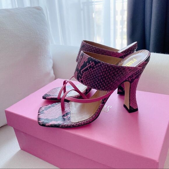 Paris Texas Python Print Crossover Thong Sandals - Picture 4 of 9